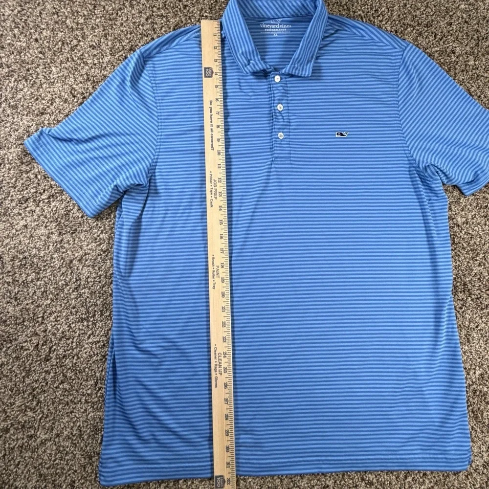 Vineyard Vines Polo Shirt Mens XL Blue Stripe Performance Golf Athleisure Shirt - Picture 7 of 8
